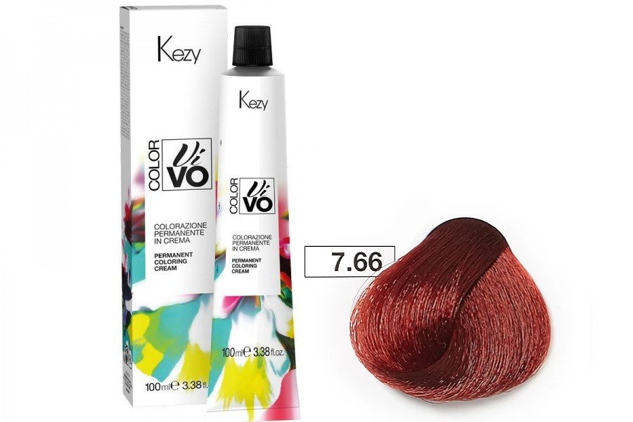 Farba do włosów Kezy Color Vivo 100 ml • 7.66 intensywnie czerwony blond
